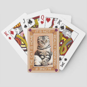 Funny Pet Portrait   Drinking With The Cat Playing Cards