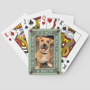 Funny Pet Portrait   Drinking With The Dog Playing Cards