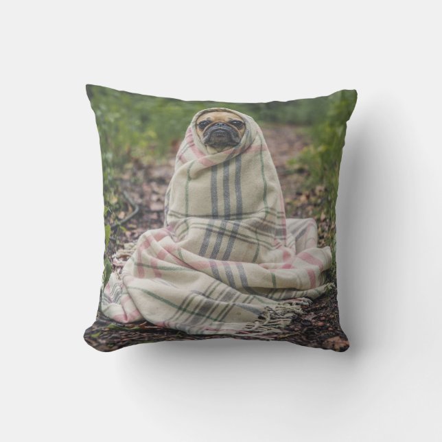 Funny Pet PUG gift idea - phone home Throw Pillow (Front)
