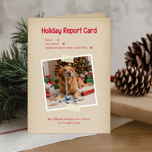 Funny Pet Themed Dog Photo Christmas Folded Holiday Card
