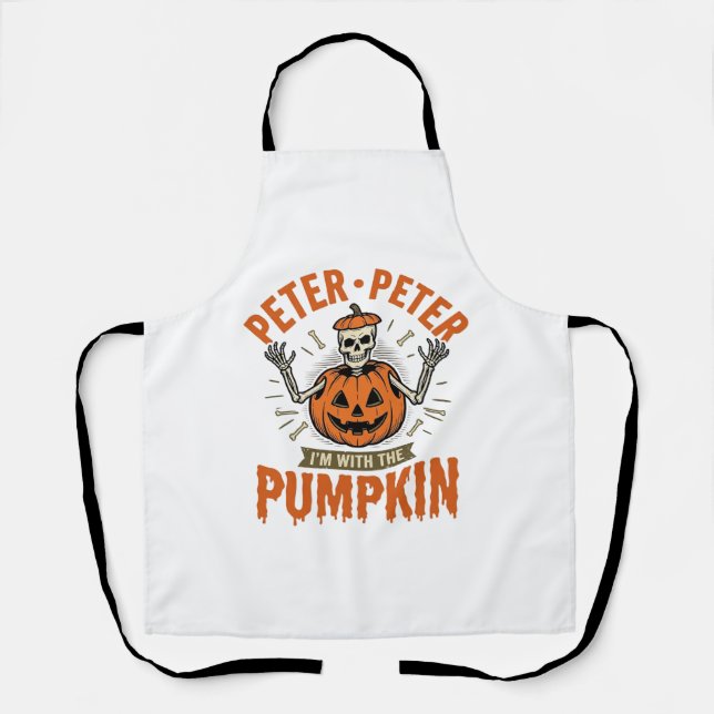 Funny Peter Peter Pumpkin Halloween Skeleton Shirt Apron (Front)