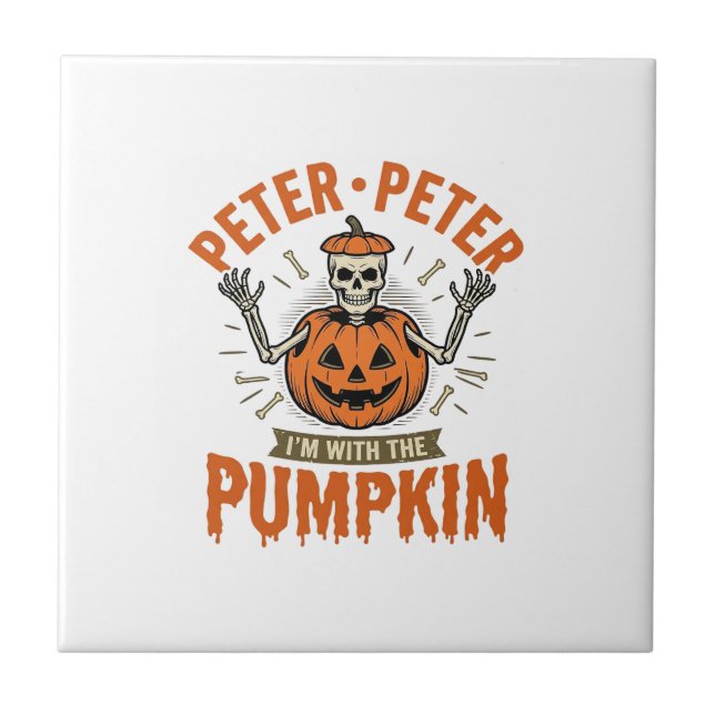 Funny Peter Peter Pumpkin Halloween Skeleton Shirt Tile (Front)