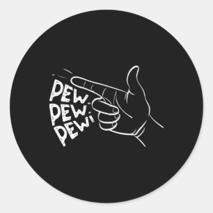 Funny Pew Pew Pew Pretend Hand Gun Noise 1  Classic Round Sticker