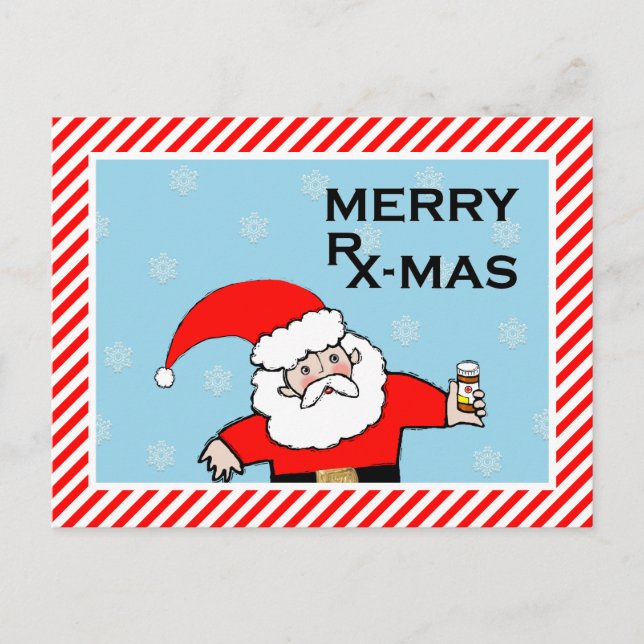 Funny Pharmacy Christmas Holiday Postcard (Front)