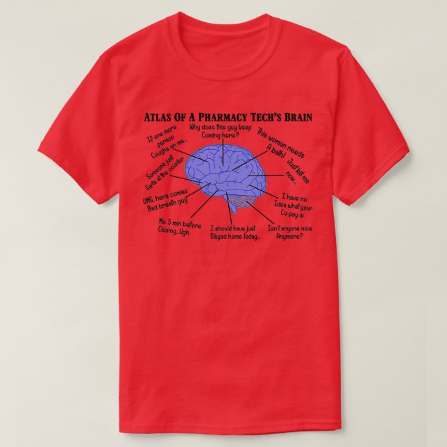 Funny Pharmacy Tech Brain 1 T-Shirt (Design Front)