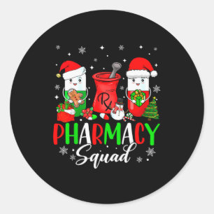 Funny Pharmacy Tech Squad Christmas Matching Holid Classic Round Sticker