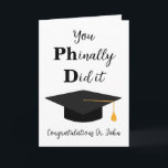 funny phd graduation cards<br><div class="desc">Celebrate the culmination of years of hard work and dedication with our Funny PhD Graduation Cards! Perfect for adding a touch of humour to the momentous occasion, these cards are designed to bring smiles and laughter to new PhD graduates. Each card features clever jokes, witty illustrations, and light-hearted puns that...</div>