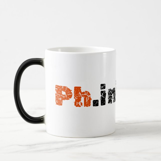 Funny PhD Graduation Phinished Quote Magic Mug (Left)