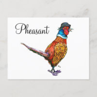 Funny pheasant in hat