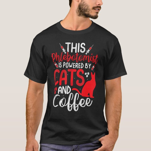 Funny Phlebotomy Phlebotomist Nurse Funny Cat Love T-Shirt (Front)