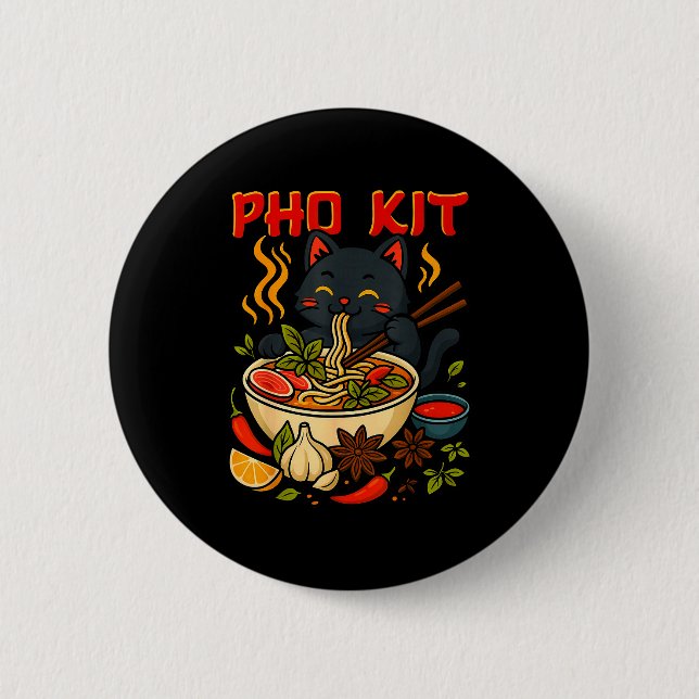 Funny Pho Kit Black Cat Halloween Costume Family M 2 Inch Round Button (Front)