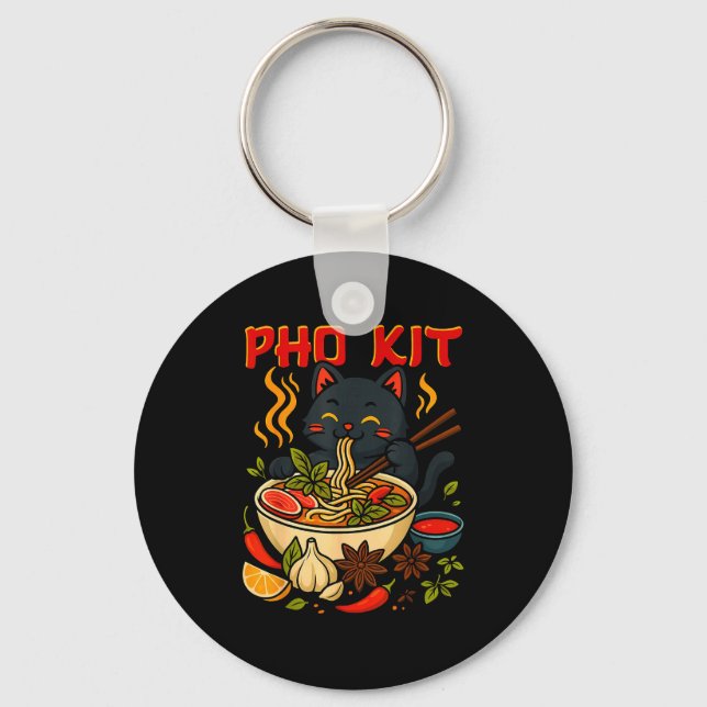 Funny Pho Kit Black Cat Halloween Costume Family M Keychain (Front)