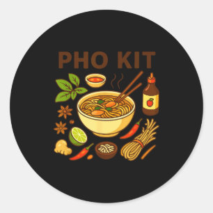 Funny Pho Kit Noodle Bowl Pun With Ingredients Ill Classic Round Sticker