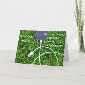 Funny phone charger 13th birthday card