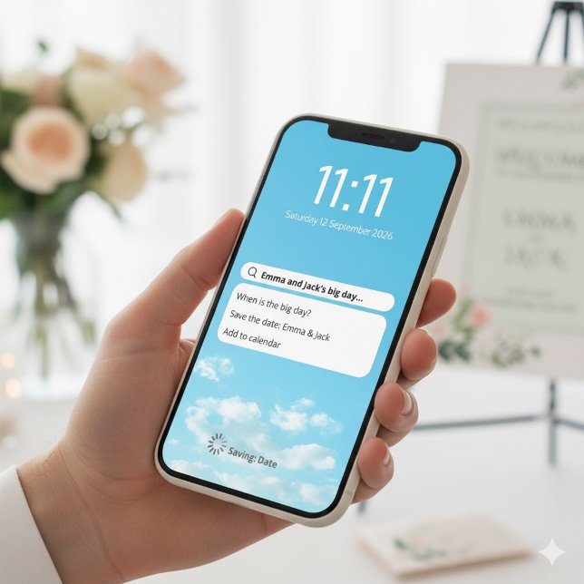 Funny Phone Lock Screen save the date (Minimal fun lock screen style digital,wedding invite event date, and `'save the date". )