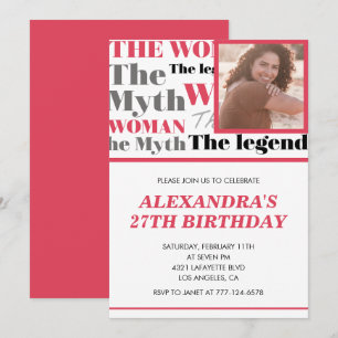 Funny Photo 29th birthday invitation Myth Legend