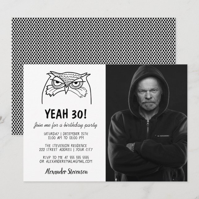 Funny Photo 30th Birthday Invitation (Front/Back)
