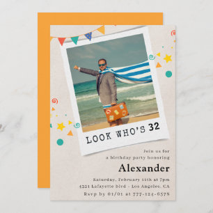 Funny Photo 32nd birthday invitations Men