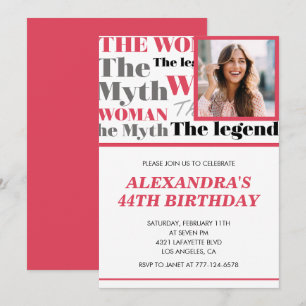 Funny Photo 44th birthday invitation Contemporary