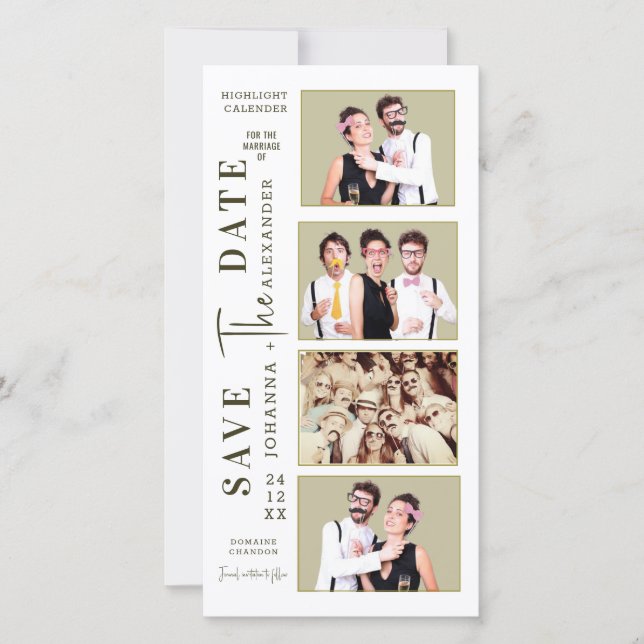 Funny Photo Booth Strip Moustache Couples  Save The Date (Front)