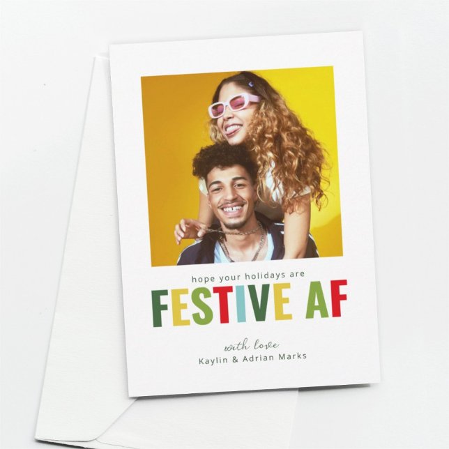 Funny Photo Carte de Noël Festive AF (Créateur téléchargé)