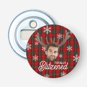 Funny Photo Face Blitzened Christmas Custom Gift Bottle Opener