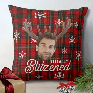 Funny Photo Face Blitzened Christmas Custom Gift Throw Pillow