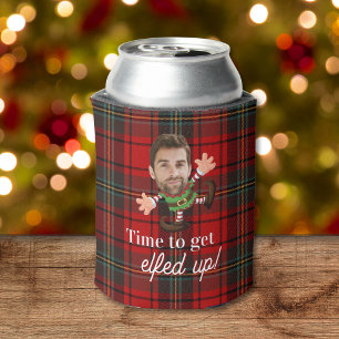 Funny Photo Face Elfed Up Christmas Custom Gift Can Cooler