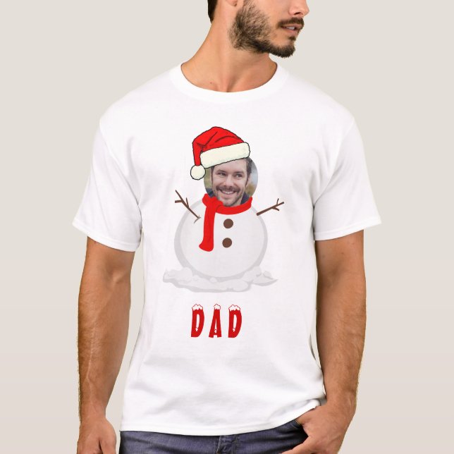 Funny Photo Face Snowman Christmas  T-Shirt (Front)