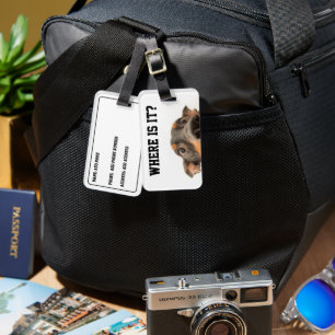 Funny Photo Peeking Dog Luggage Tag