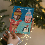 Funny Photo Personalized Christmas Jumper Holiday Card<br><div class="desc">Personalize the Christmas jumper holiday card from Ricaso. Simply replace the sample photos with your own for a unique and amusing touch. Add your own faces to this fun, novelty Christmas jumper and winter hat holiday card</div>