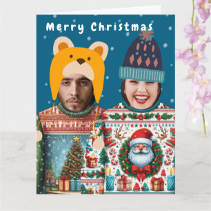 Funny Photo Personalized Christmas Jumper Holiday Card