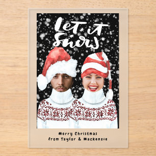 Funny Photo Personalized Christmas Let It Snow Acrylic Invitations