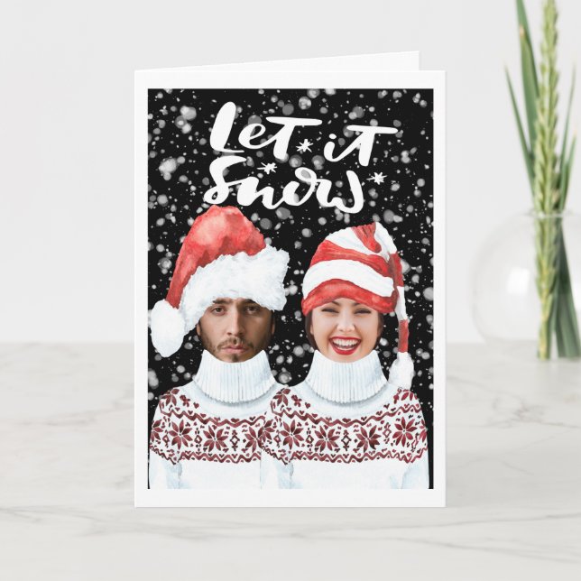 Funny Photo Personalized Christmas Let It Snow Card (Front)