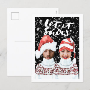 Funny Photo Personalized Christmas Let It Snow Holiday Postcard