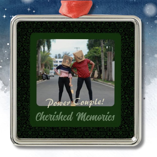 Funny Photo Personalized Gifts for Husband Green Metal Ornament (Funny Photo Personalized Gifts for Husband)