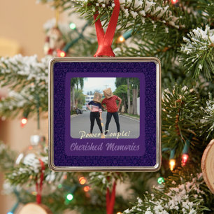 Funny Photo Personalized Gifts for Husband Violet Metal Ornament