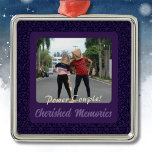 Funny Photo Personalized Gifts for Husband Violet Metal Ornament<br><div class="desc">Capture the essence of your love story with a dose of humour using our Funny Photo Personalized Gifts for Husband Violet Metal Ornament. Against a vintage violet-purple backdrop, this single-photo ornament is a canvas for your cherished memories. With two customizable text spaces, infuse your unique wit, turning this ornament into...</div>