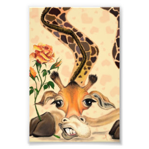 Funny Photo Print with Romantic Giraffe