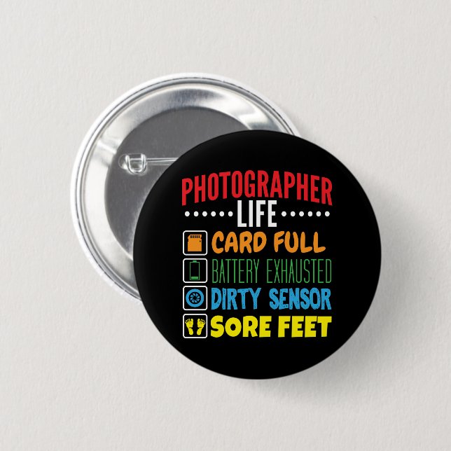 Funny Photographer Life Checklist 2 Inch Round Button (Front & Back)