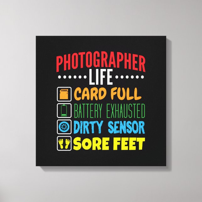 Funny Photographer Life Checklist Canvas Print (Front)