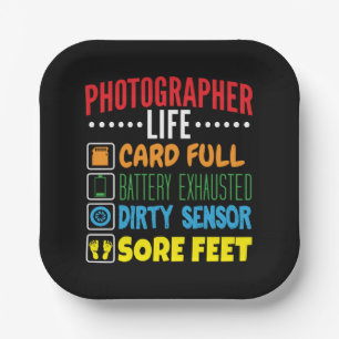 Funny Photographer Life Checklist Paper Plate