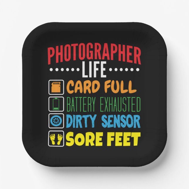 Funny Photographer Life Checklist Paper Plate (Front)