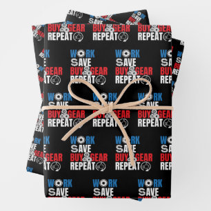 Funny Photography Quote - Work Save Buy Gear Wrapping Paper Sheet