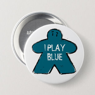 Funny Phrase Grunge Blue Meeple Board Gamer 3 Inch Round Button