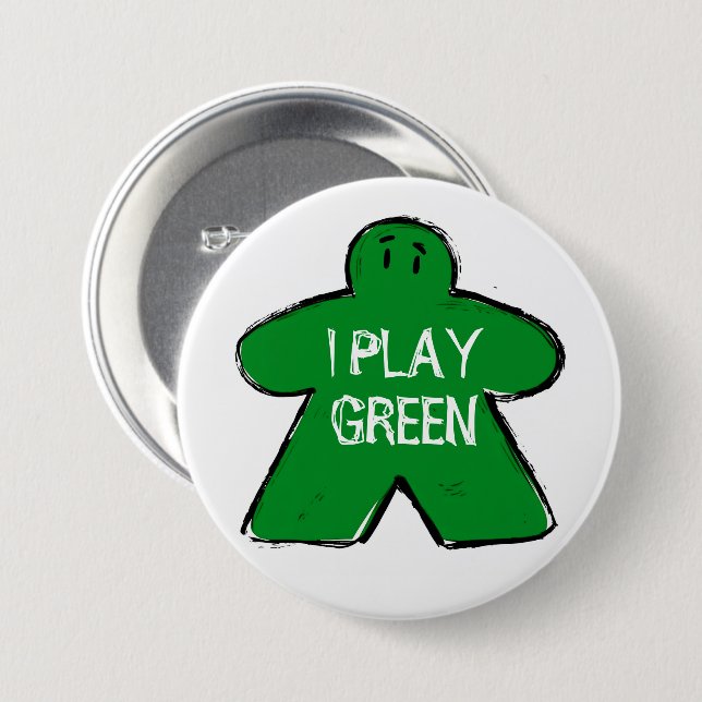 Funny Phrase Grunge Green Meeple Board Gamer  3 Inch Round Button (Front & Back)