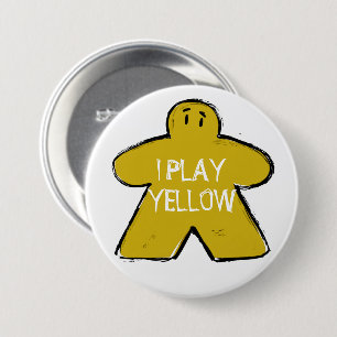 Funny Phrase Grunge Yellow Meeple Board Gamer  3 Inch Round Button