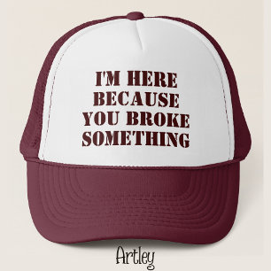 Funny Phrase Handyman Dad Joke Maroon Trucker Hat
