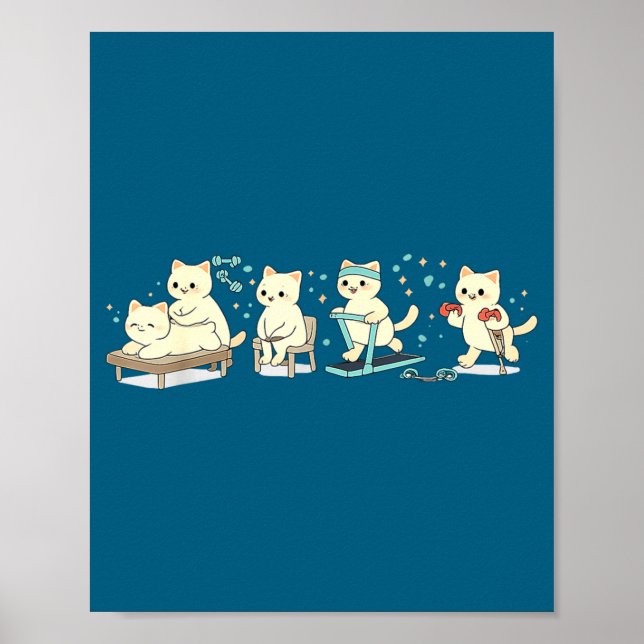 Funny Physical Therapy Kittens Fitness Wellness Poster (Front)