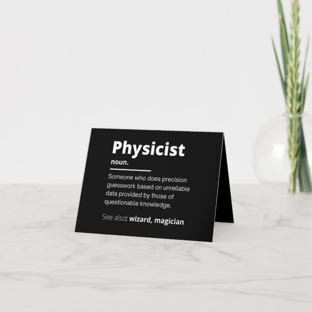 funny physicist definition wizard scientist physic thank you card (Front)